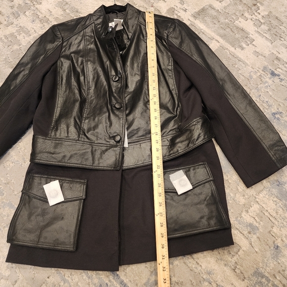 Roamans Genuine Leather Black Jacket Zip Off Hem Women's size 16W New - Picture 15 of 16